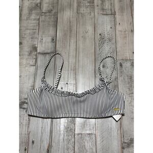 Roxy Womens Black White Striped Underwire Bikini Top Ruffle Trim Size Medium